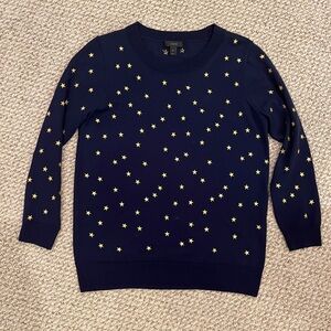 J. Crew Navy Sweater with Gold Star Accents